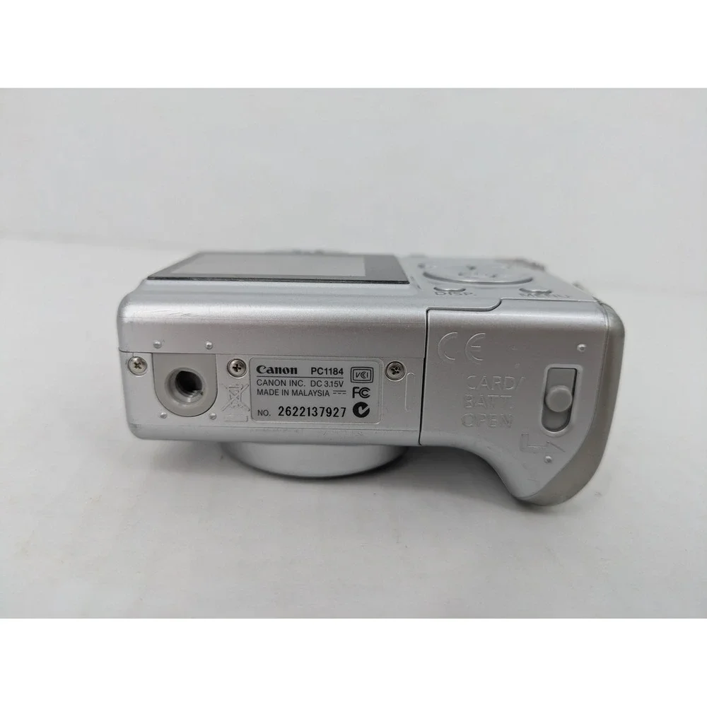 Canon PowerShot A530 Digital Camera Silver 5.0MP 4x Zoom PC1184 & Case TESTED
